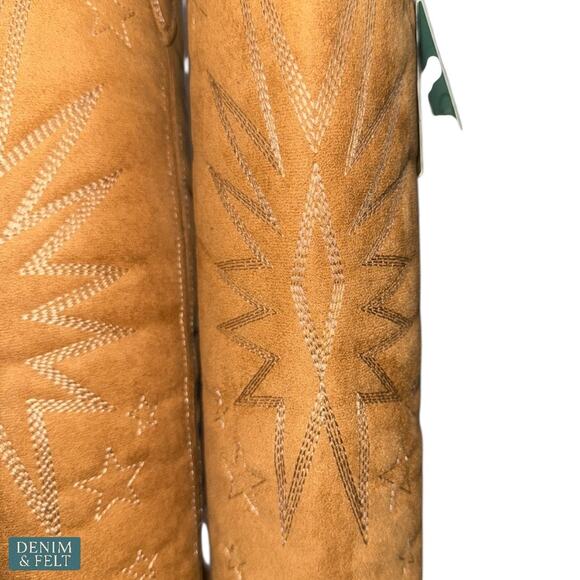 NEW Roper Starburst Tan Knee High Western Boots 15in Shaft Pointed Toe Size 9 - Picture 12 of 16